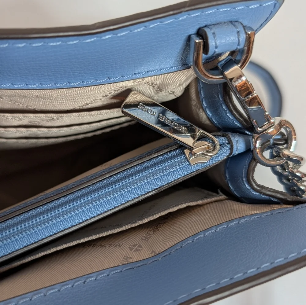 Michael Kors Mott French Blue Crossbody Large Clutch Purse EUC - Picture 10 of 14